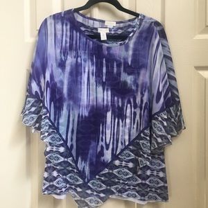 Chico’s purple and blue print blouse set